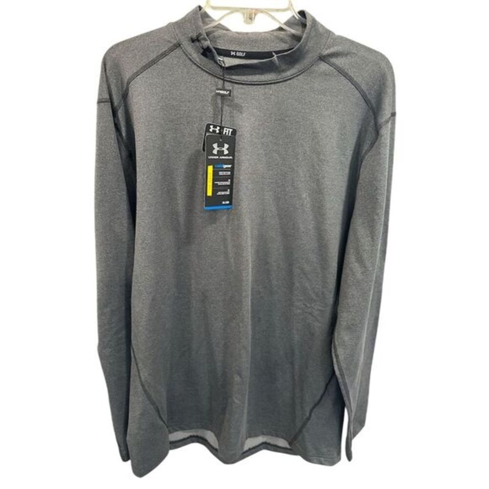 NWT Under Armour Men's 2XL Gray ColdGear Golf Long Sleeve Pullover Shirt